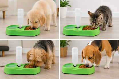 Plato 2 en 1 para Mascotas – Comida y Agua Automática